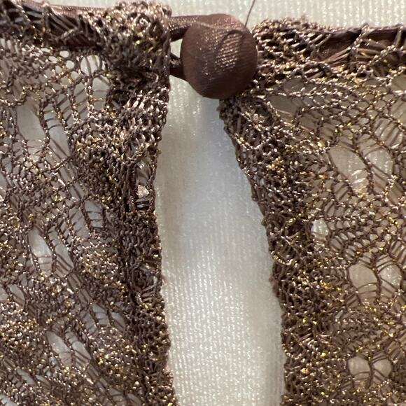 JAX BRONZE Brown Lace Exquisite Cocktail Metallic Thread Cap Sleeve Dress size 8 - Picture 6 of 10